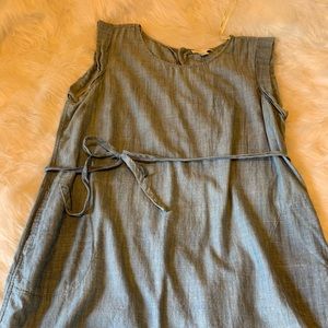 Chambray mini dress with tie belt